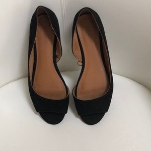 Old Navy peep toe suede flats.  Worn 3 times. Excellent condition. Black suede